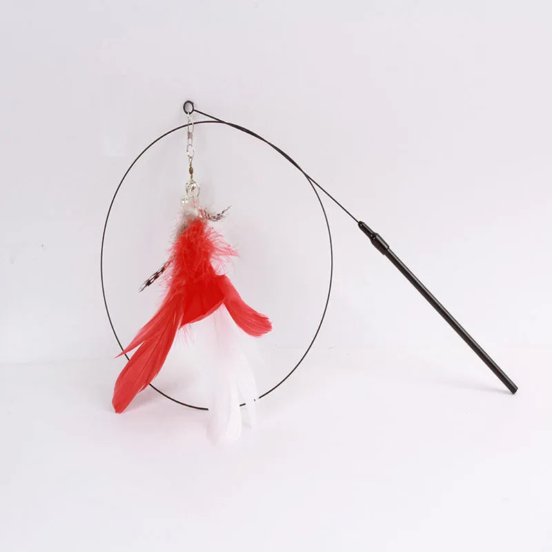 Interactief Kattenhengeltje Met Kleurrijke Veren & Belletje