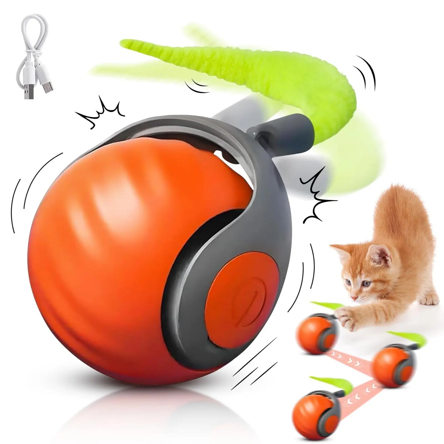 Slimme Interactieve Kattenbal met Beweegstaart- By Paws & Giggles